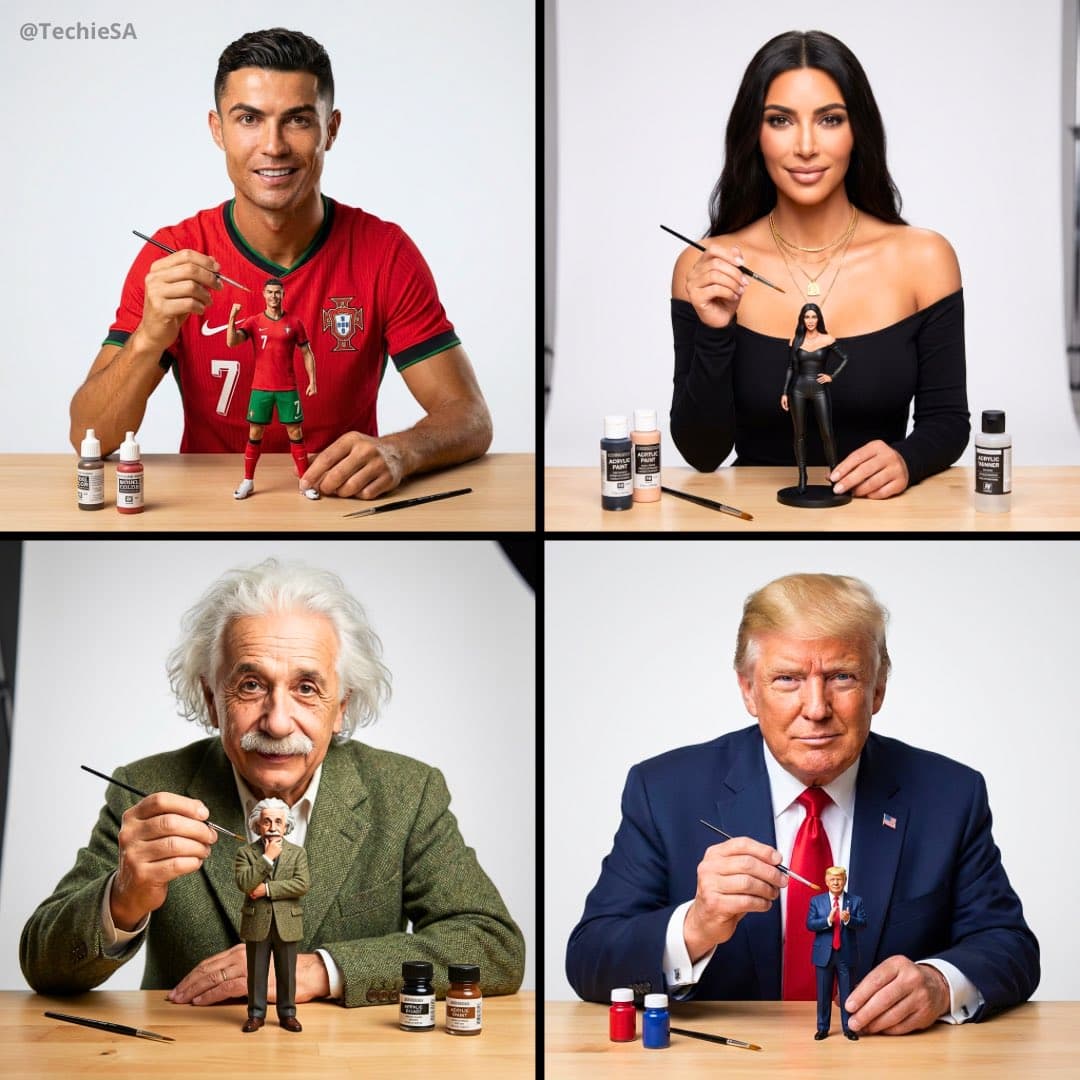 The artist is painting their own miniature figurine.